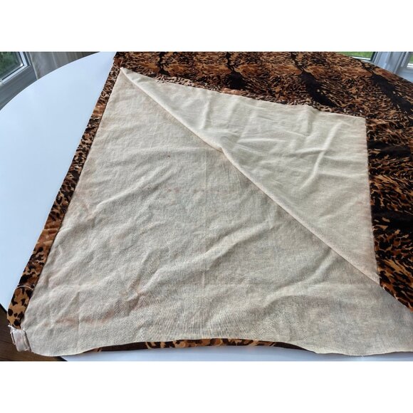 Vintage 80s curtain, brown, leopard / tiger print, faux suede animal print panel - Picture 6 of 9